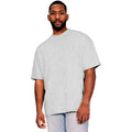 Heather Grey - Front - Casual Classics Mens Ringspun Cotton Extended Neckline Oversized T-Shirt