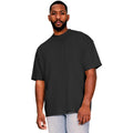 Black - Front - Casual Classics Mens Ringspun Cotton Extended Neckline Oversized T-Shirt
