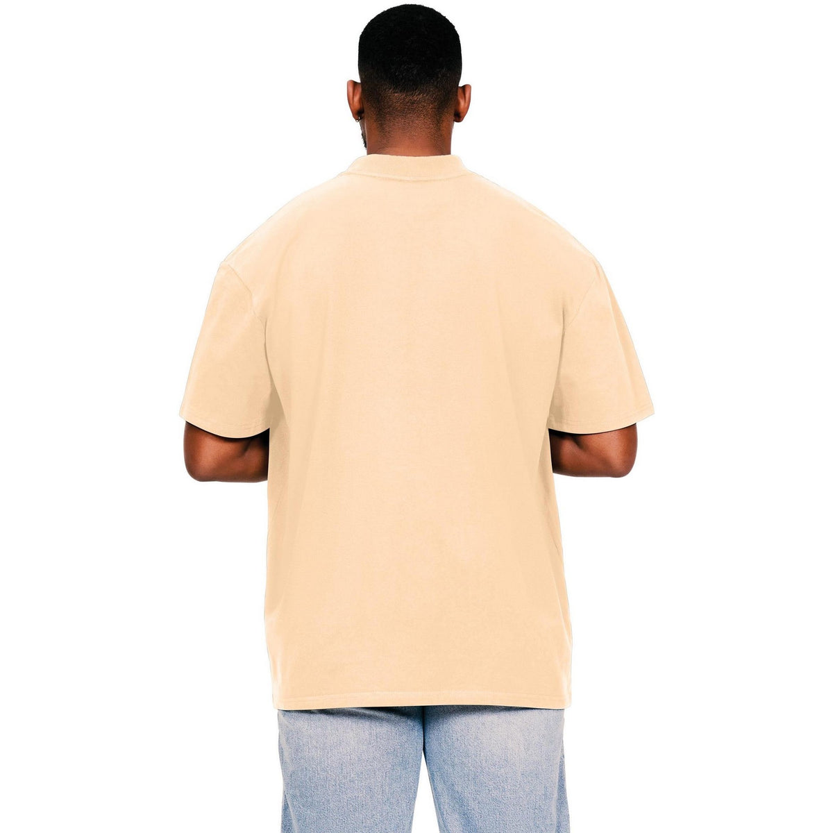 Sand - Back - Casual Classics Mens Ringspun Cotton Extended Neckline Tall Oversized T-Shirt