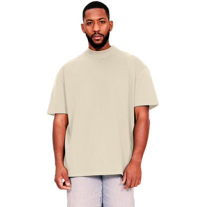 Ecru - Front - Casual Classics Mens Ringspun Cotton Extended Neckline Tall Oversized T-Shirt