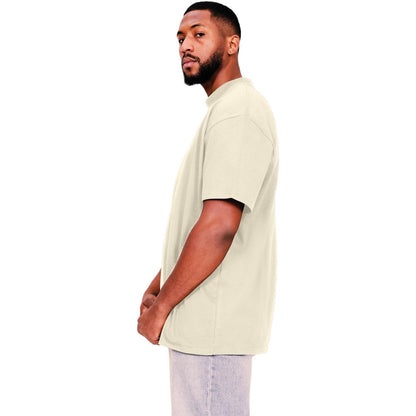 Ecru - Side - Casual Classics Mens Ringspun Cotton Extended Neckline Tall Oversized T-Shirt