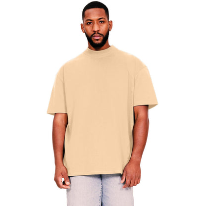 Sand - Front - Casual Classics Mens Ringspun Cotton Extended Neckline Tall Oversized T-Shirt