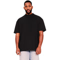 Black - Front - Casual Classics Mens Ringspun Cotton Extended Neckline Tall Oversized T-Shirt