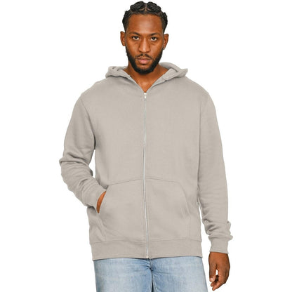 Stone - Front - Casual Classics Mens Core Ringspun Cotton Full Zip Hoodie