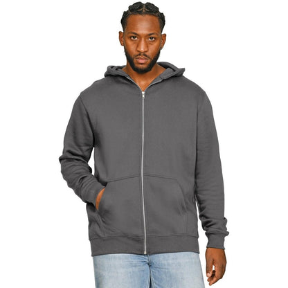 Charcoal - Front - Casual Classics Mens Core Ringspun Cotton Full Zip Hoodie