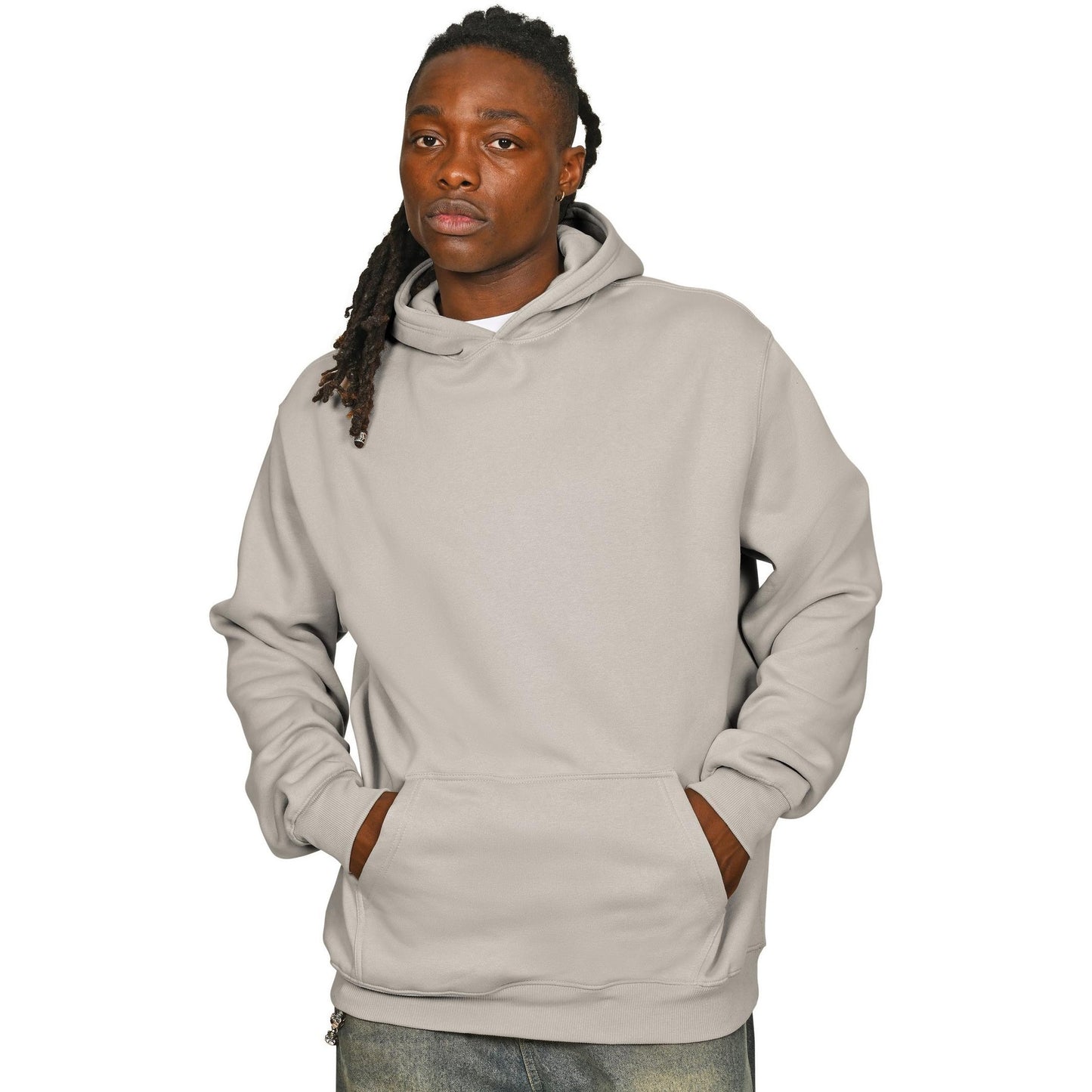 Stone - Front - Casual Classics Mens Ringspun Cotton Tall Oversized Hoodie