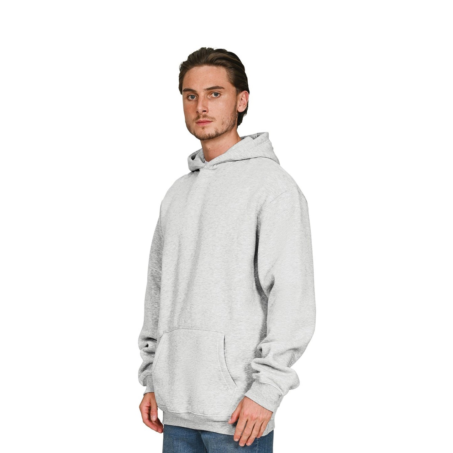 Ash Grey - Side - Casual Classics Mens Ringspun Cotton Tall Oversized Hoodie