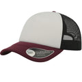 White-Black-Burgundy - Front - Atlantis Unisex Adult Rapper 5 Panel Trucker Cap