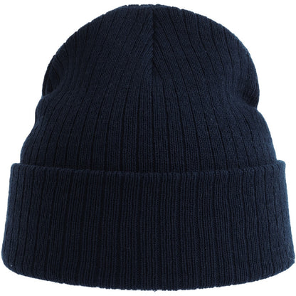 Navy - Side - Atlantis Unisex Adult Rio Ribbed Recycled Beanie