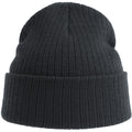 Dark Grey Melange - Side - Atlantis Unisex Adult Rio Ribbed Recycled Beanie