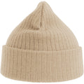 Beige - Back - Atlantis Unisex Adult Rio Ribbed Recycled Beanie