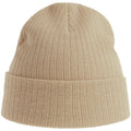 Beige - Side - Atlantis Unisex Adult Rio Ribbed Recycled Beanie