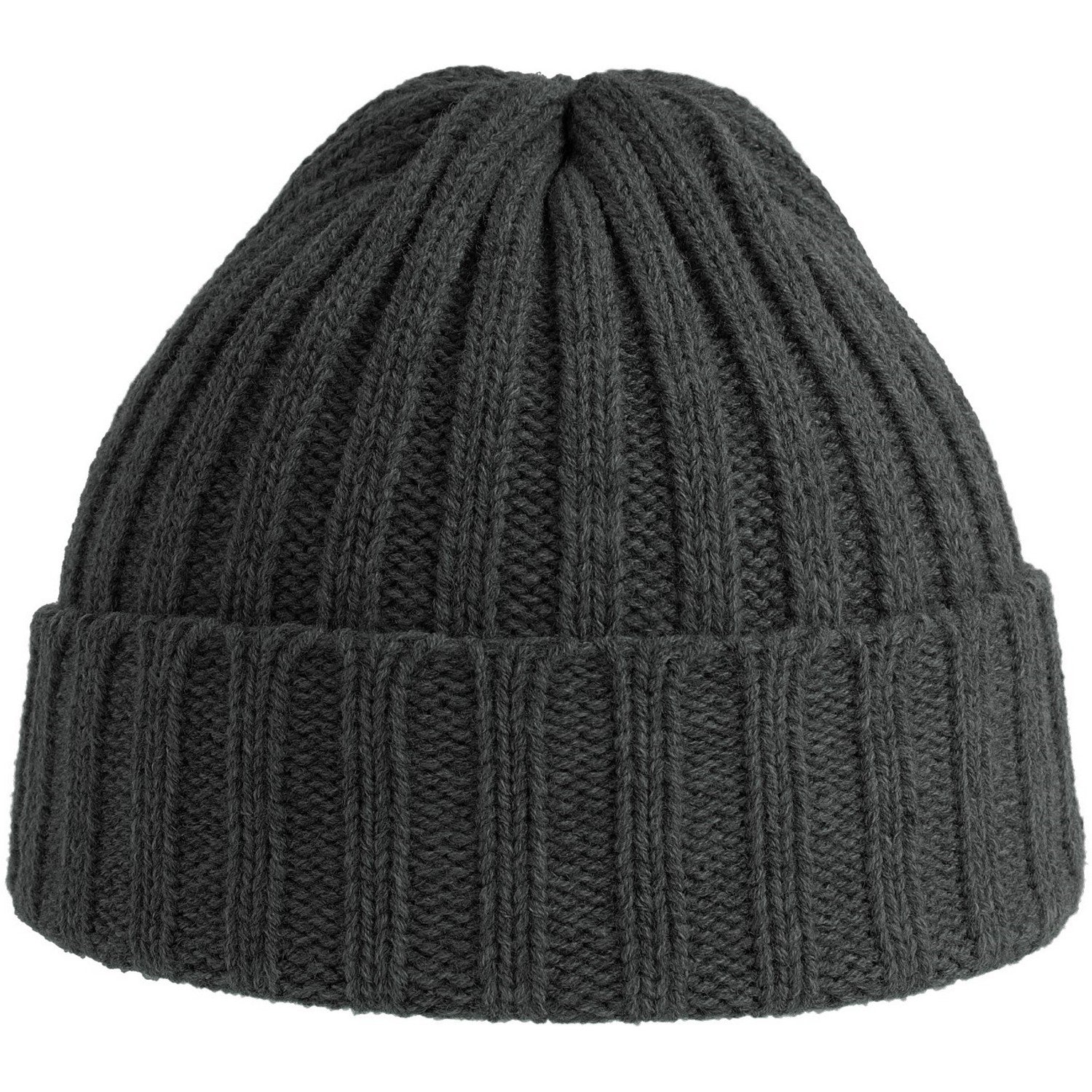Dark Grey Melange - Back - Atlantis Unisex Adult Shore Chunky Recycled Beanie