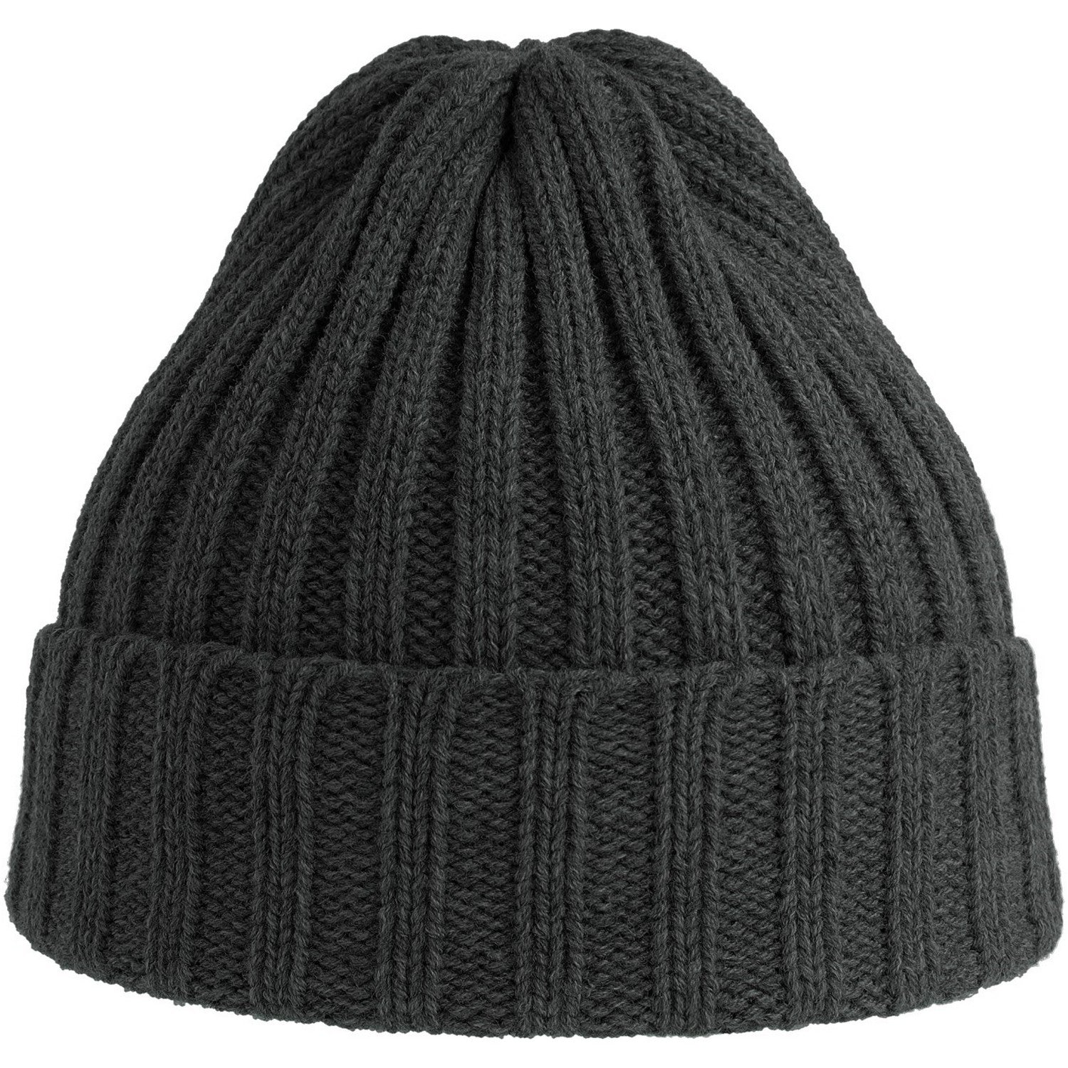 Dark Grey Melange - Side - Atlantis Unisex Adult Shore Chunky Recycled Beanie