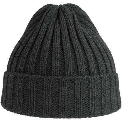 Dark Grey Melange - Side - Atlantis Unisex Adult Shore Chunky Recycled Beanie