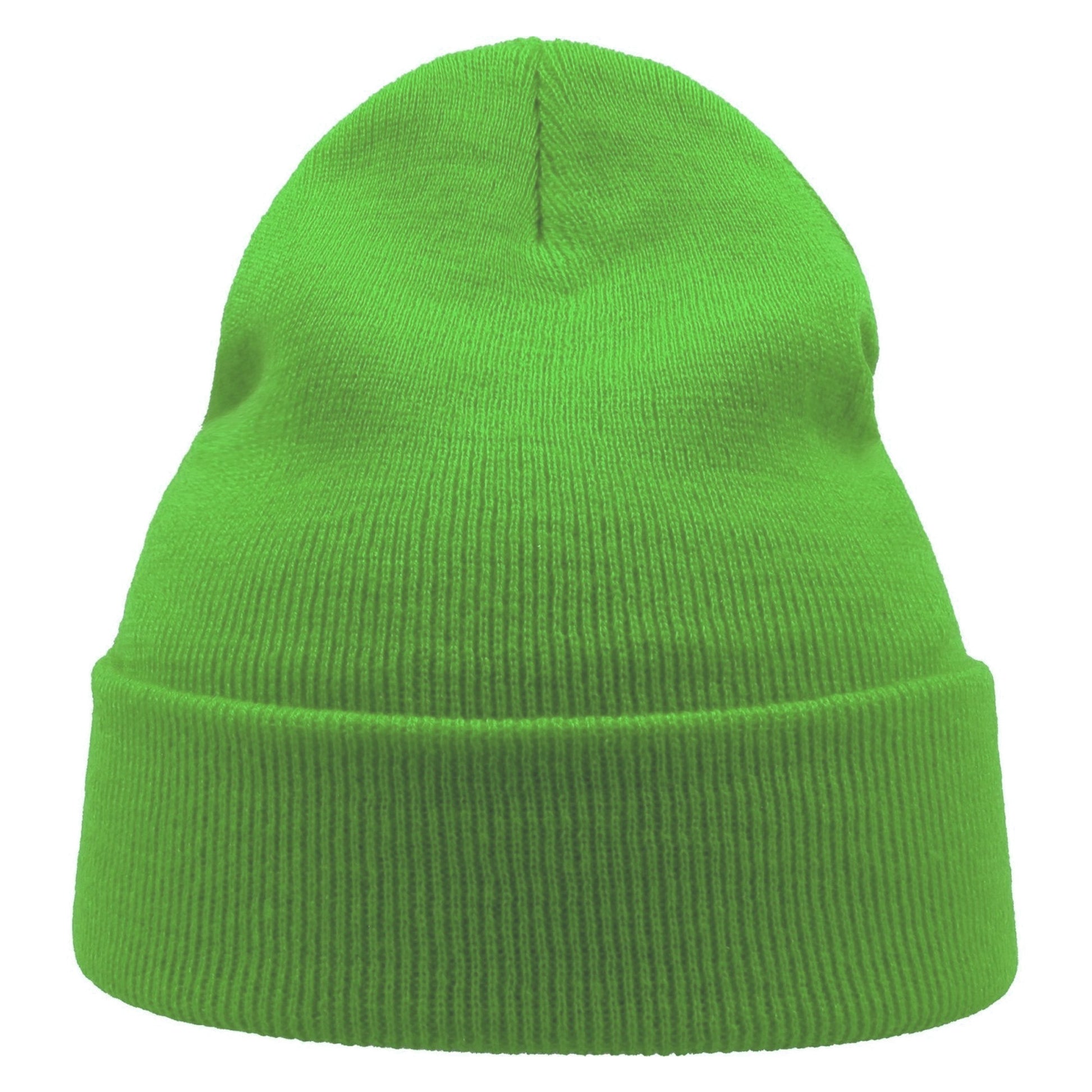 Safety Green - Side - Atlantis Unisex Adult Wind Recycled Cuffed Beanie