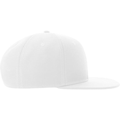 White - Side - Atlantis Unisex Adult 6 Panel Sustainable Flat Peak Baseball Cap