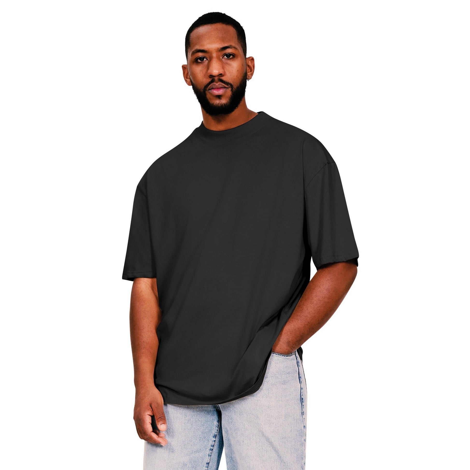 Black - Front - Casual Classics Mens Core Ringspun Cotton Tall Oversized T-Shirt
