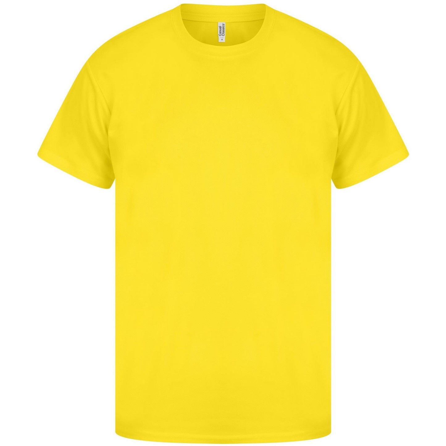 Cyber Yellow - Front - Casual Classics Unisex Adult Original Tech T-Shirt