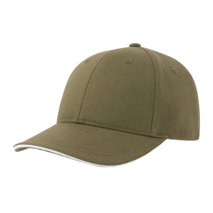 Olive-White - Front - Atlantis Unisex Adult Liberty Sandwich 6 Panel Sustainable Cap