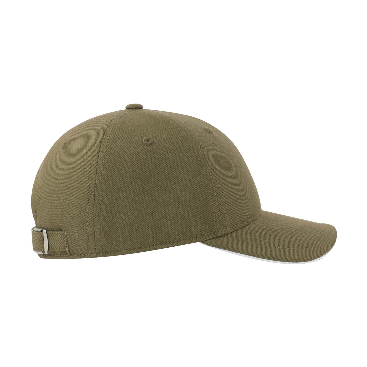 Olive-White - Side - Atlantis Unisex Adult Liberty Sandwich 6 Panel Sustainable Cap