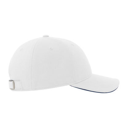 White-Navy - Side - Atlantis Unisex Adult Liberty Sandwich 6 Panel Sustainable Cap