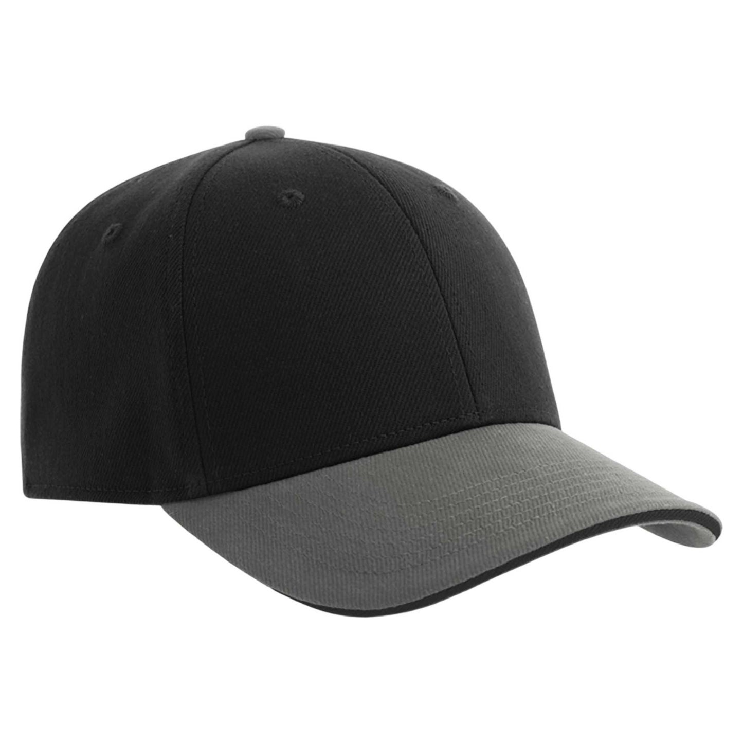 Black-Grey - Side - Atlantis Unisex Adult Liberty Sandwich 6 Panel Sustainable Cap