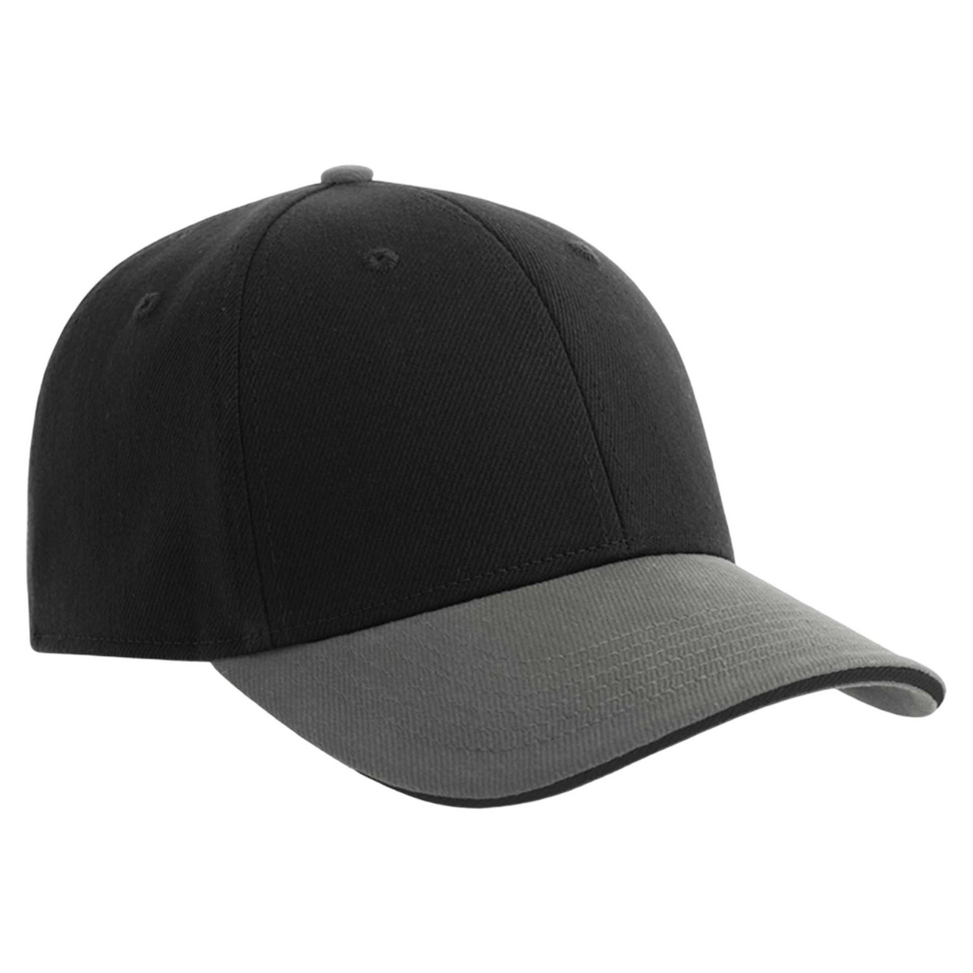 Black-Grey - Side - Atlantis Unisex Adult Liberty Sandwich 6 Panel Sustainable Cap