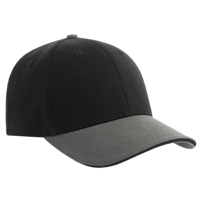 Black-Grey - Side - Atlantis Unisex Adult Liberty Sandwich 6 Panel Sustainable Cap