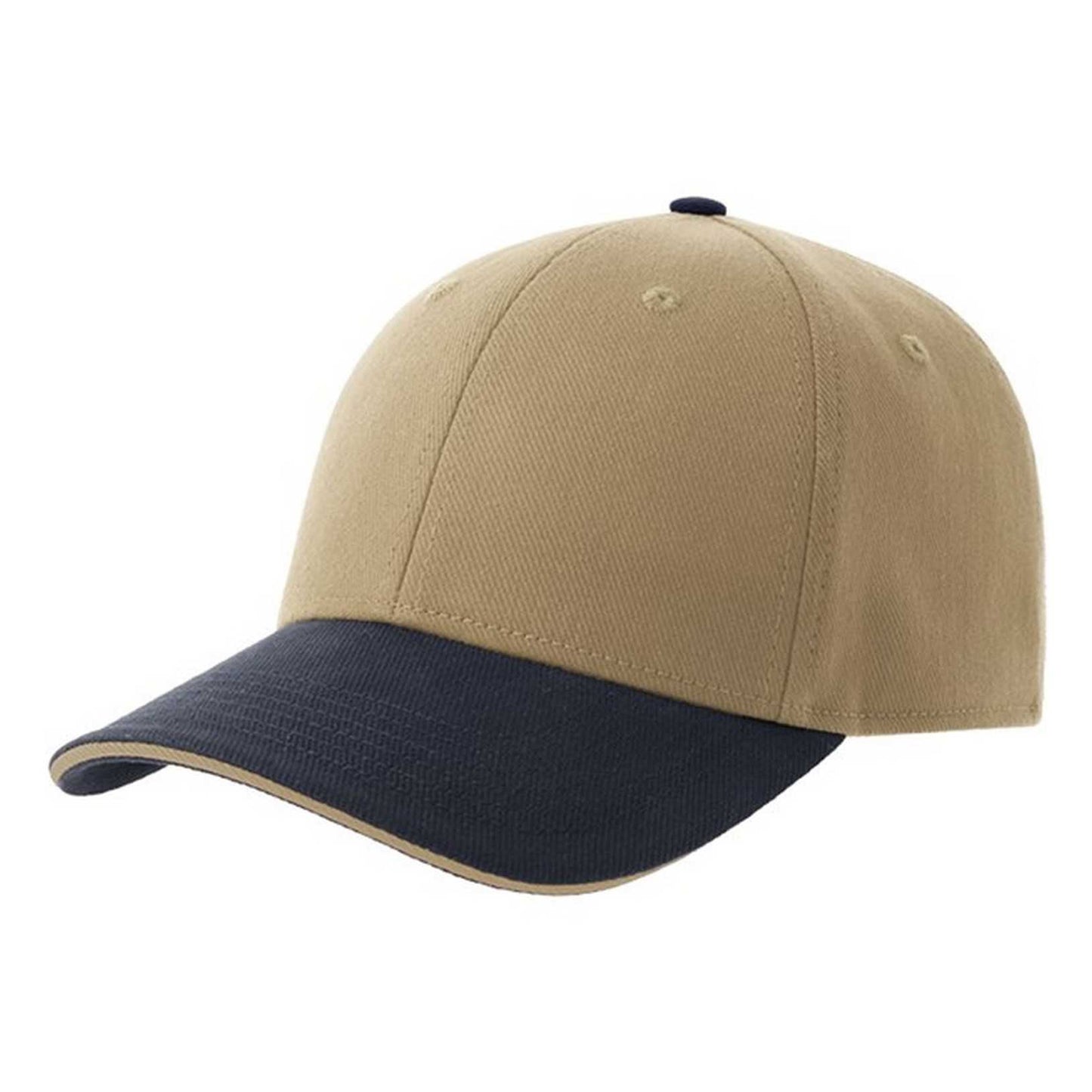 Khaki-Navy - Front - Atlantis Unisex Adult Liberty Sandwich 6 Panel Sustainable Cap