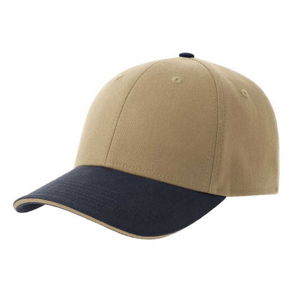 Khaki-Navy - Front - Atlantis Unisex Adult Liberty Sandwich 6 Panel Sustainable Cap