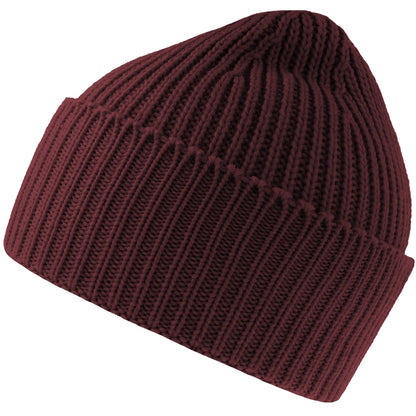 Burgundy Melange - Front - Atlantis Unisex Adult Oak Chunky Knit Beanie