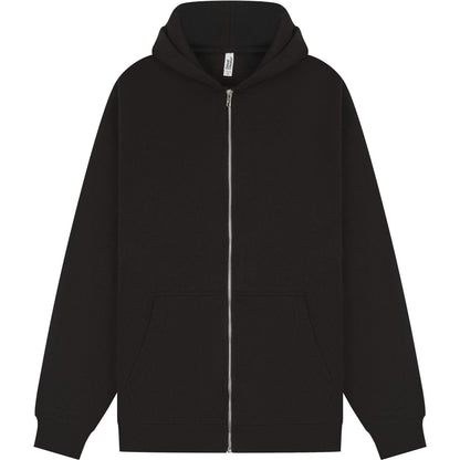 Black - Front - Casual Classics Unisex Adult Core Ringspun Cotton Tall Full Zip Hoodie