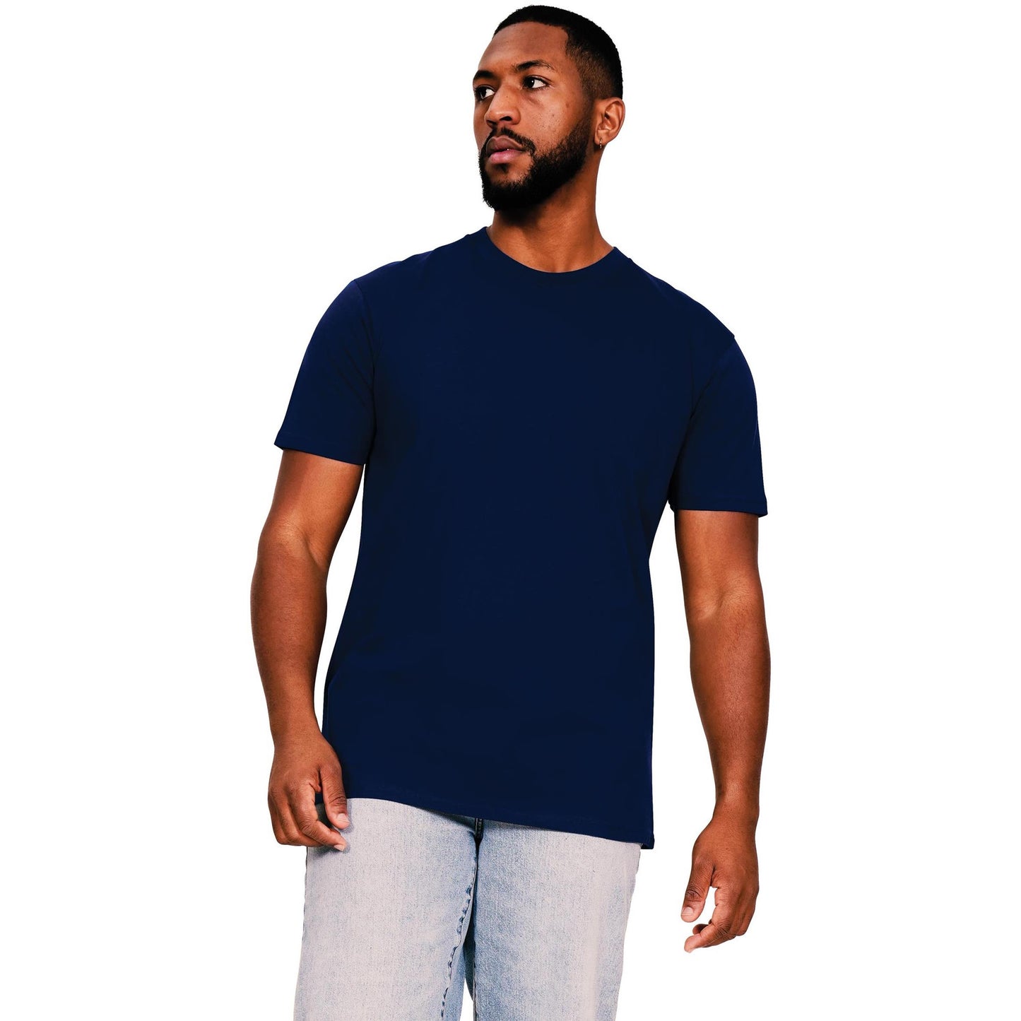 Navy - Front - Casual Classics Unisex Adult Combed Cotton Organic T-Shirt