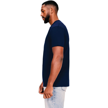 Navy - Side - Casual Classics Unisex Adult Combed Cotton Organic T-Shirt