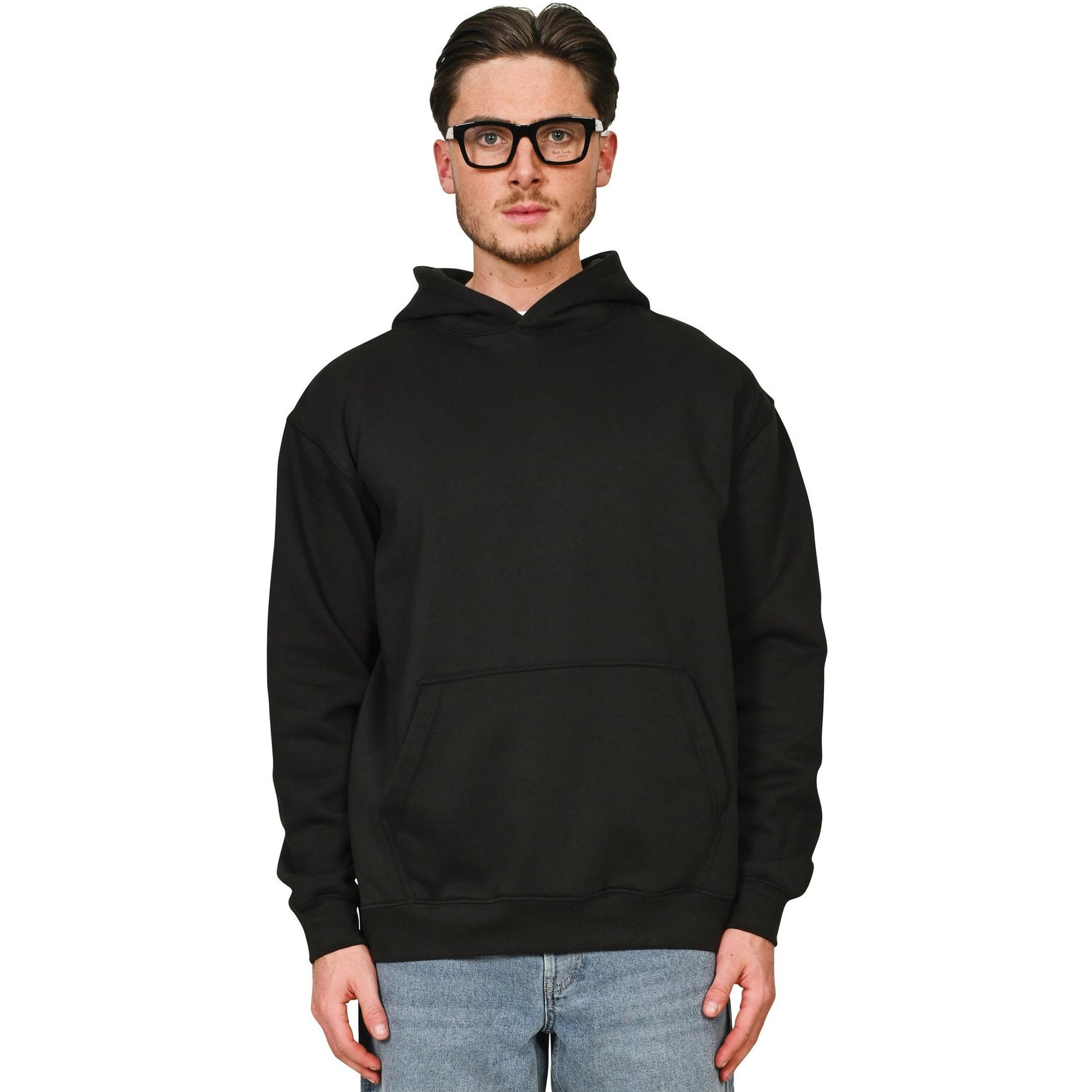 Black - Side - Casual Classics Unisex Adult Premium Combed Cotton Oversized Hoodie