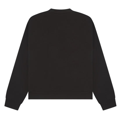 Black - Back - Casual Classics Unisex Adult Premium Combed Cotton Extended Neckline Boxy Oversized Sweatshirt