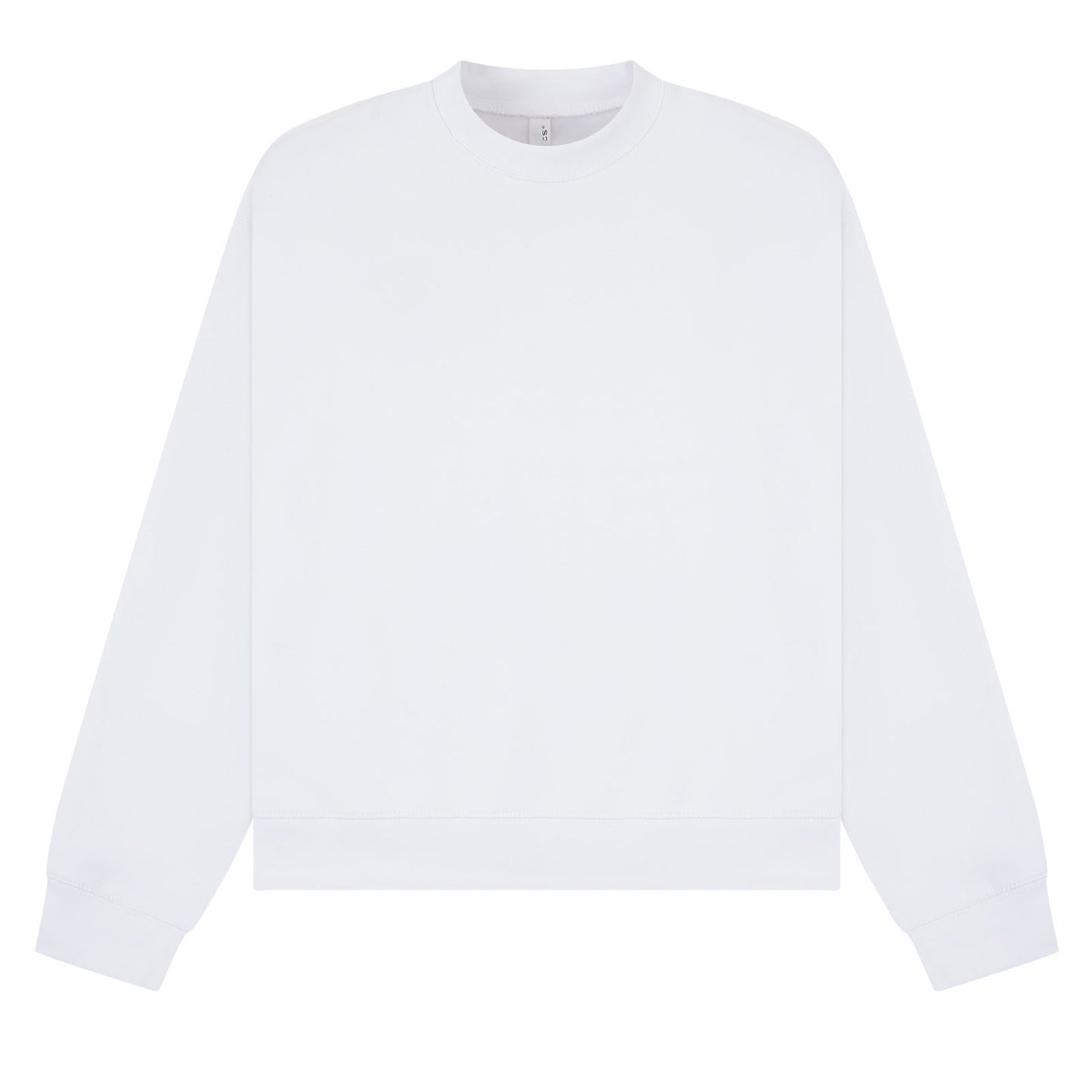 White - Front - Casual Classics Unisex Adult Premium Combed Cotton Extended Neckline Boxy Oversized Sweatshirt