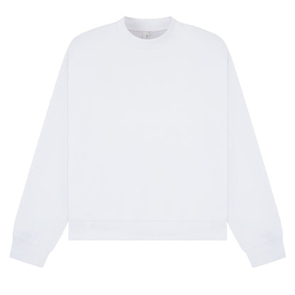 White - Front - Casual Classics Unisex Adult Premium Combed Cotton Extended Neckline Boxy Oversized Sweatshirt