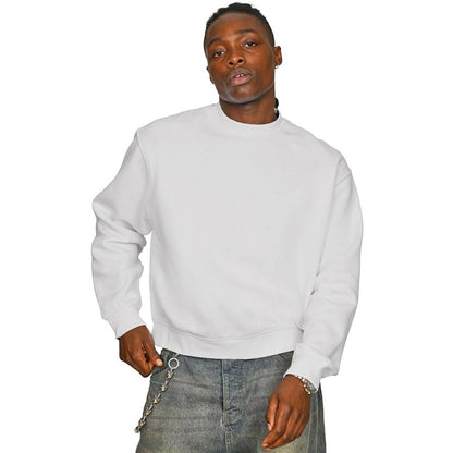 Lunar Grey - Front - Casual Classics Unisex Adult Premium Combed Cotton Extended Neckline Boxy Oversized Sweatshirt