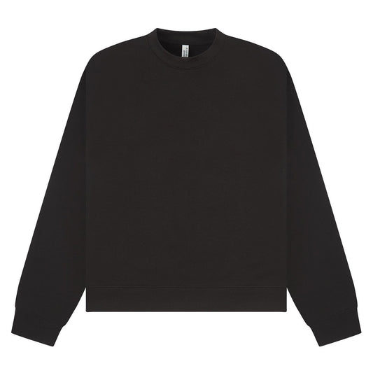 Black - Front - Casual Classics Unisex Adult Premium Combed Cotton Extended Neckline Boxy Oversized Sweatshirt