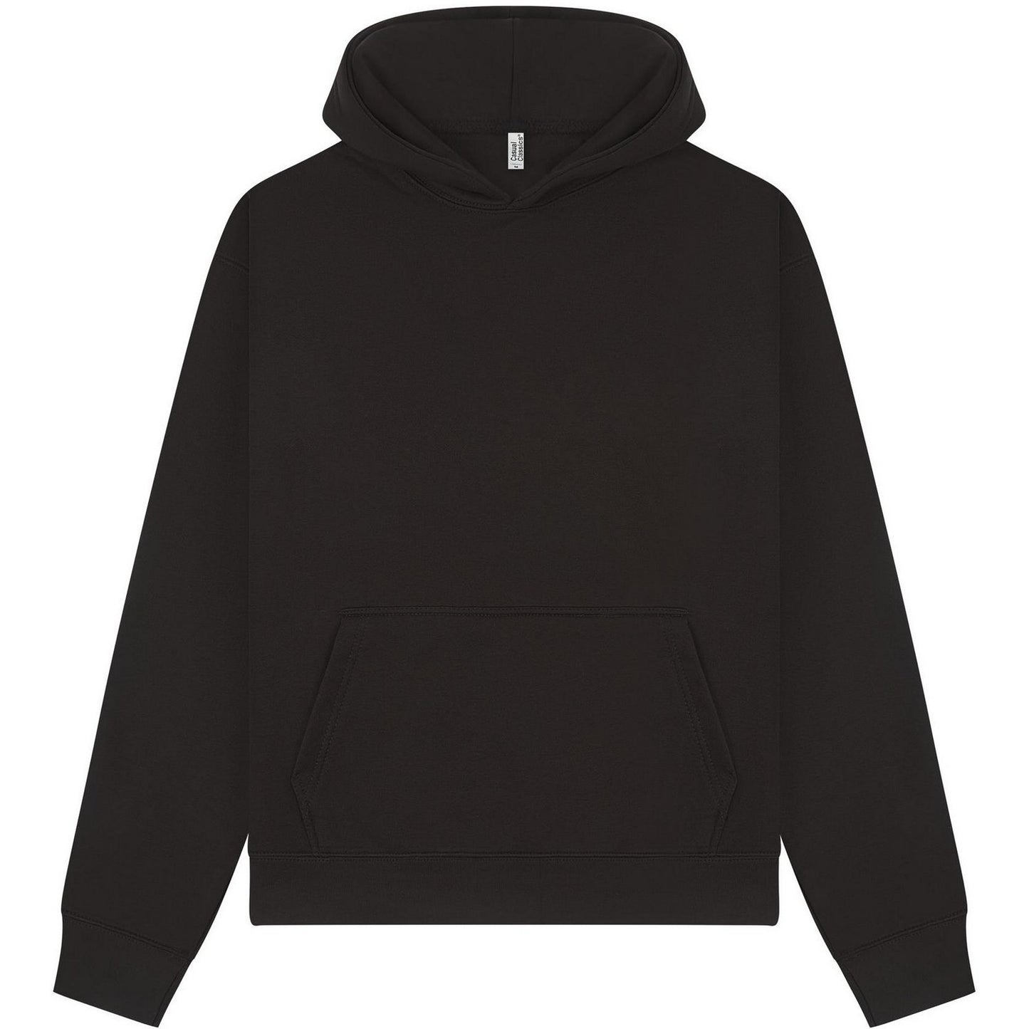Black - Front - Casual Classics Unisex Adult Premium Combed Cotton Boxy Oversized Hoodie