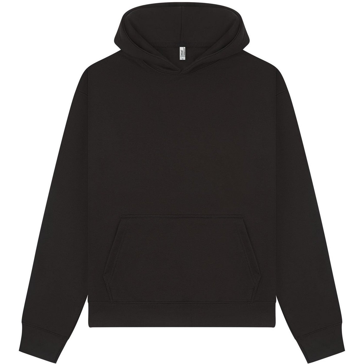 Black - Front - Casual Classics Unisex Adult Premium Combed Cotton Boxy Oversized Hoodie