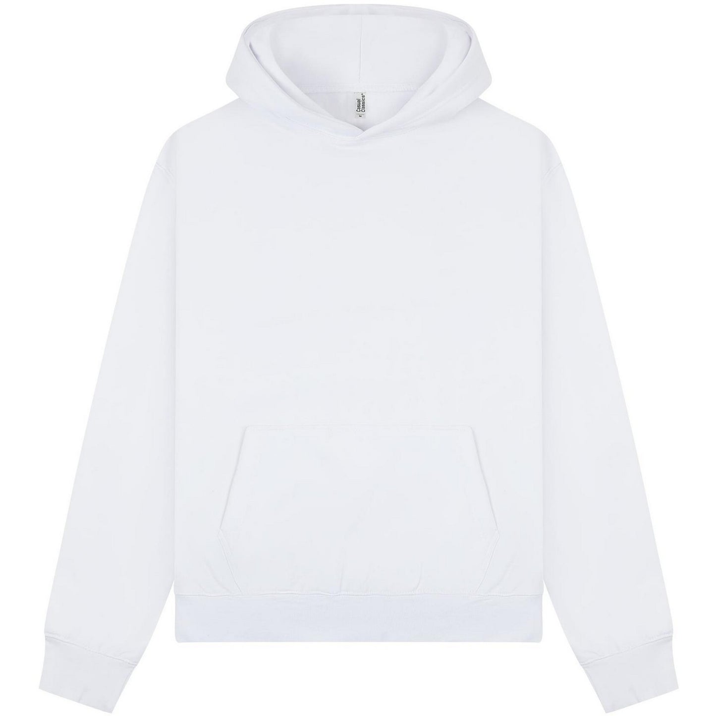 White - Front - Casual Classics Unisex Adult Premium Combed Cotton Boxy Oversized Hoodie
