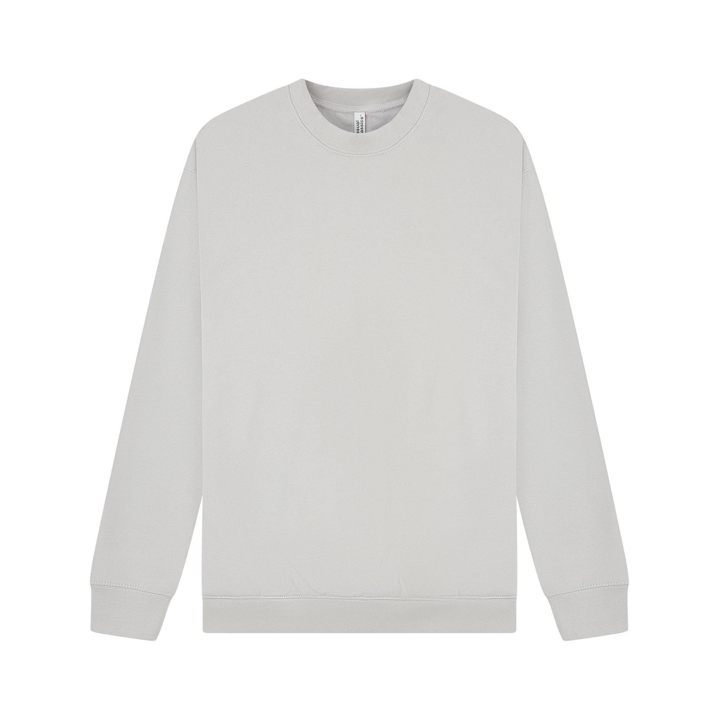 Lunar Grey - Front - Casual Classics Unisex Adult Premium Combed Cotton Extended Neckline Oversized Sweatshirt