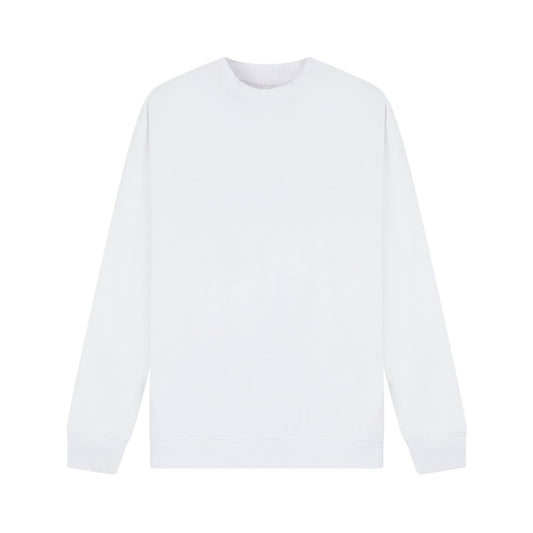 White - Front - Casual Classics Unisex Adult Premium Combed Cotton Extended Neckline Oversized Sweatshirt