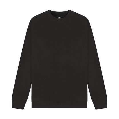 Black - Front - Casual Classics Unisex Adult Premium Combed Cotton Extended Neckline Oversized Sweatshirt