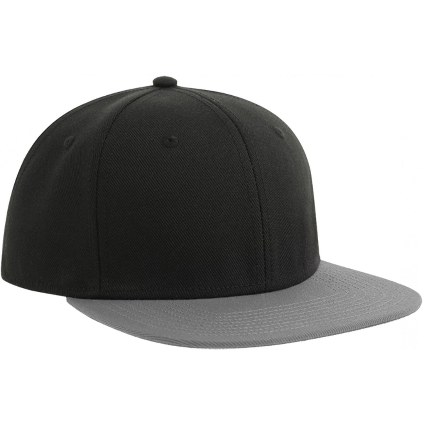 Black-Grey - Front - Atlantis Contrast Sustainable Flat Peak Snapback Cap