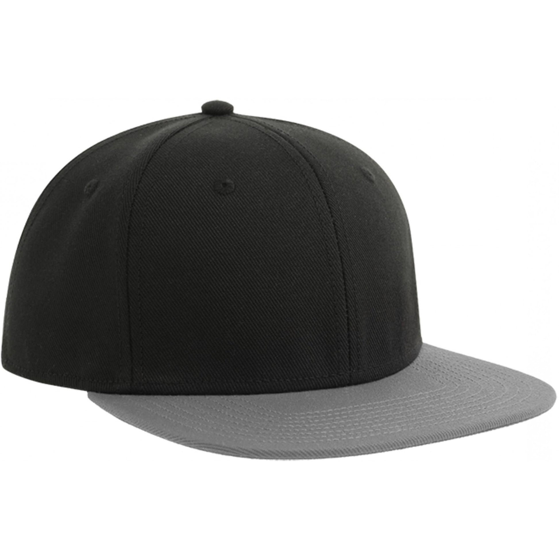 Black-Grey - Front - Atlantis Contrast Sustainable Flat Peak Snapback Cap