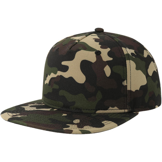 Black-Green-Beige - Front - Atlantis Unisex Adult Camo Sustainable 5 Panel Snapback Cap